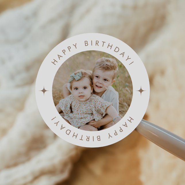 Happy Birthday With Photo Classic Round Sticker (Creator Uploaded)