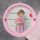 Happy Birthday With Photo Paper Plate<br><div class="desc">Celebrate your special day in style with our customizable "Happy Birthday With Photo" paper plates! These plates are perfect for adding a personal touch to your birthday party. Simply upload your favourite photo, and we'll create a unique and memorable design just for you. Made from high-quality, sturdy paper, these plates...</div>