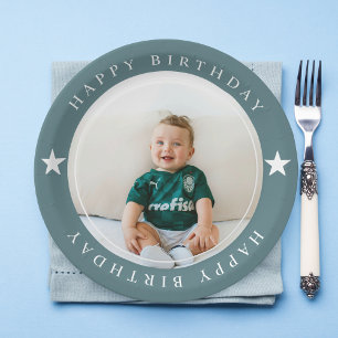 Happy Birthday With Photo Paper Plate