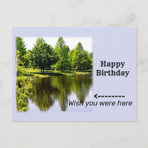 Happy Birthday, with Photograph of Fishing Pond Postcard