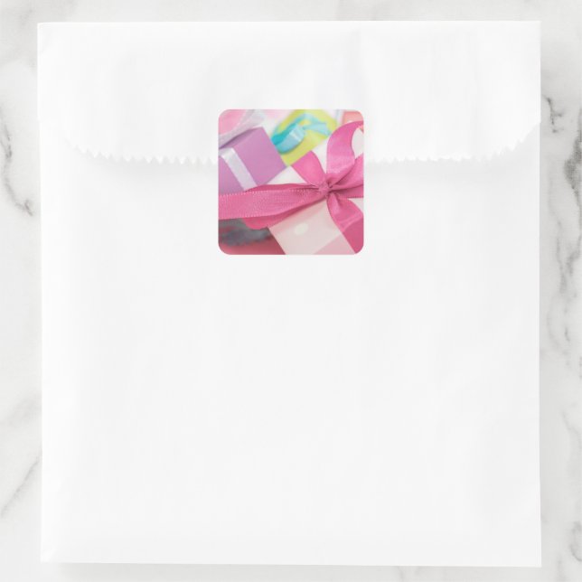 Happy Birthday With Presents   Square Sticker (Bag)