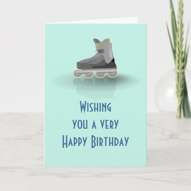 Happy Birthday with rollerblade skating Card (Front)