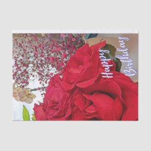 Happy Birthday With Roses Tissue Paper