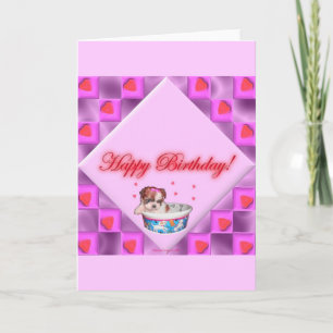 Happy Birthday with Shih Tzu Puppy Card