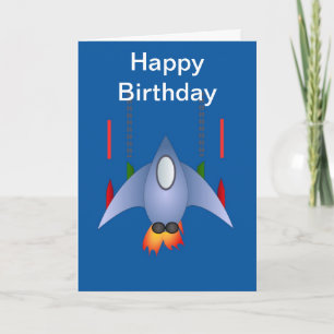 Happy Birthday with spaceship rocket for boy Card