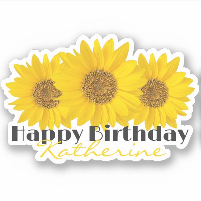 Happy Birthday with Sunflowers and Name (Front)