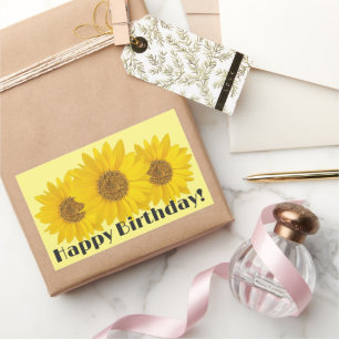 Happy Birthday with Sunflowers Yellow Sticker