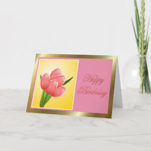 Happy Birthday with tulips flower Card