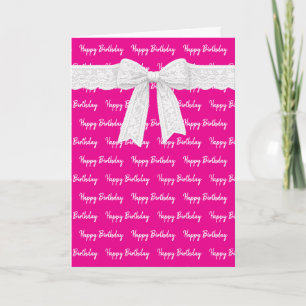 Happy Birthday With White Bow Card