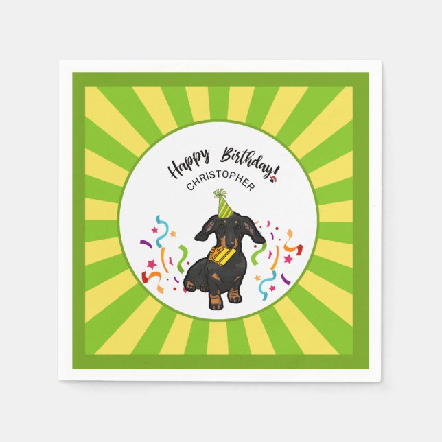 Happy Birthday with Your Dachshund Dog Buddy Party Napkin (Front)