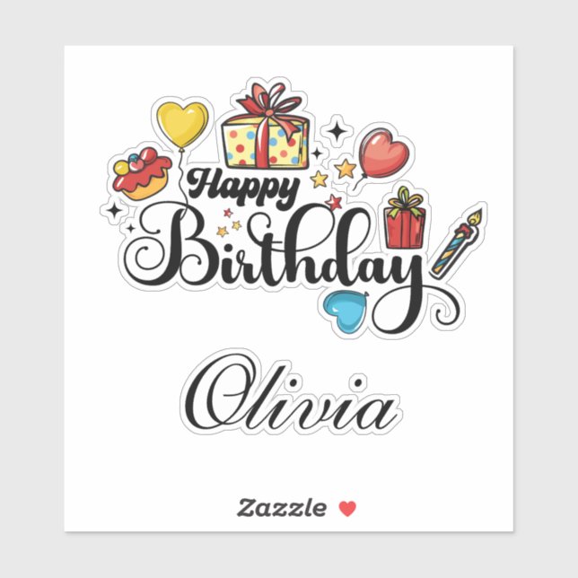 Happy Birthday With Your Name Colourful Hand-drawn (Sheet)