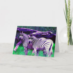 Happy Birthday with Zebras Wearing Sunglasses Card