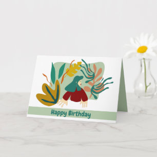 Happy birthday woman with matisse leaves. card