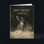 Happy Birthday Wonderful Son Vintage Deer Stag  Card<br><div class="desc">Happy Birthday Wonderful Son Vintage Deer Stag animal card for the one who likes hunting or just loves wildlife</div>