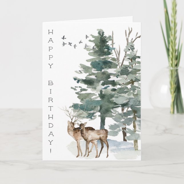 Happy Birthday Woodland Deer Couple Forest Card (Front)
