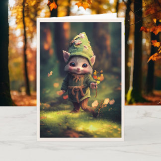 Happy Birthday Woodland Elf Personalize Name Card