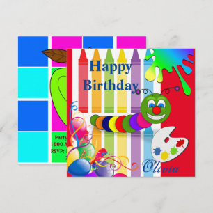 Happy Birthday Worm Card Invitation Balloons