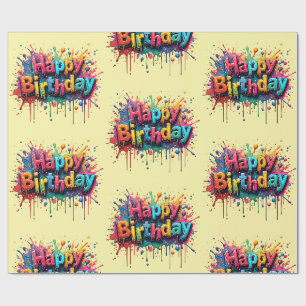 Happy Birthday Wrapping Paper - Bright Multicolor