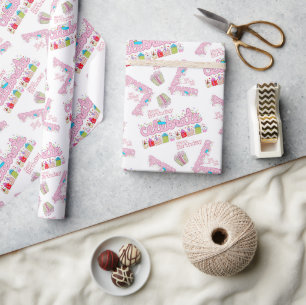 Happy Birthday Wrapping Paper Celebrate Pink 
