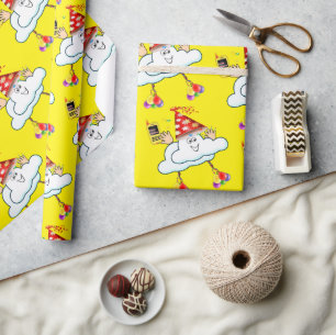 Happy Birthday Wrapping Paper Clouds IPhone Text