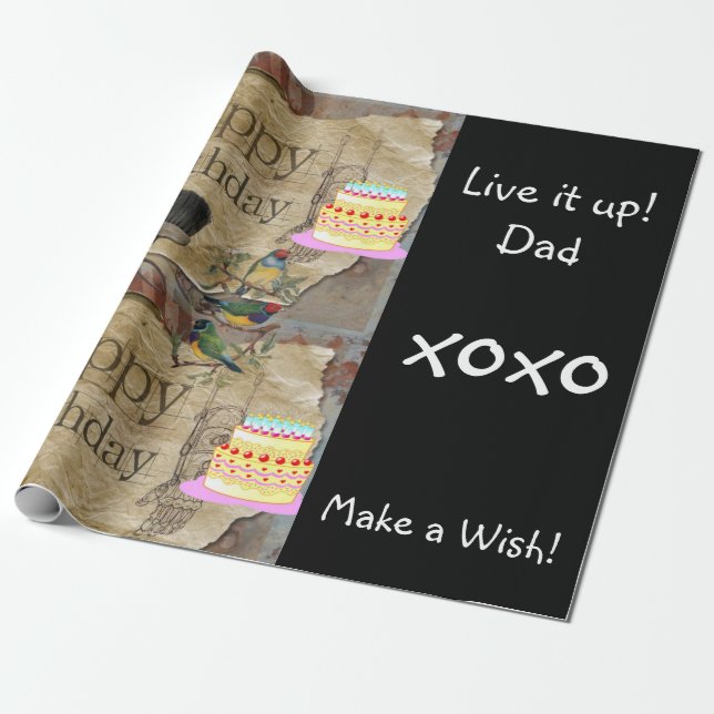 Happy Birthday Wrapping Paper Construction Tools (Unrolled)