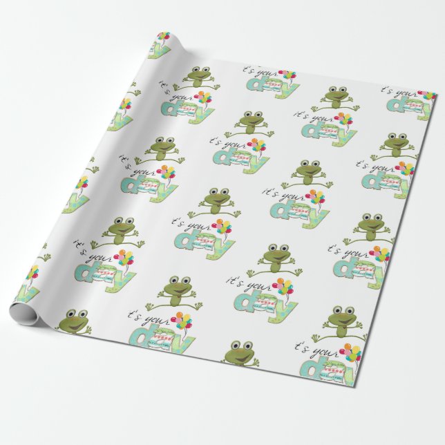 Happy Birthday Wrapping Paper FUN Frog (Unrolled)