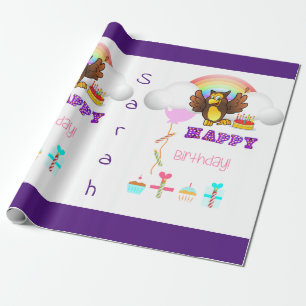 Happy Birthday Wrapping Paper Owl