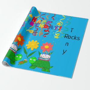 Happy Birthday Wrapping Paper Turtles