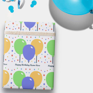 Happy Birthday Wrapping Paper with Coloured Balloo