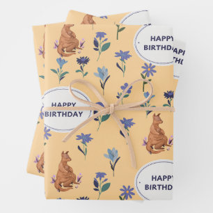 Happy Birthday Wrapping Paper with Kangaroo