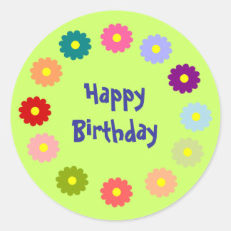 Happy Birthday wreath of flowers sticker