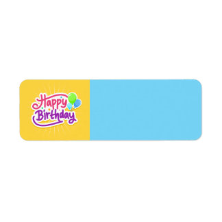 Happy Birthday Yellow and Blue Modern Label