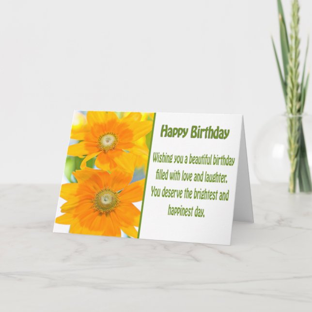 Happy Birthday Yellow Daisies Card (Front)