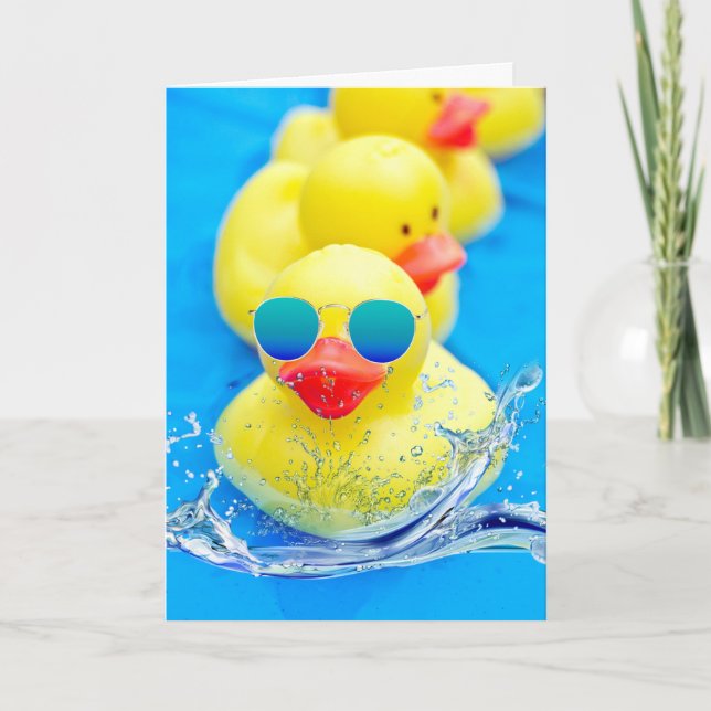 Happy Birthday Yellow Duck In Sunglasses Card (Front)