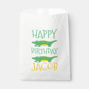 Happy Birthday Yellow Green Alligator Crocodile Favour Bag