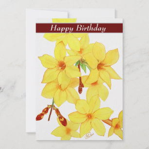 Happy Birthday Yellow Jasmine Flower Card