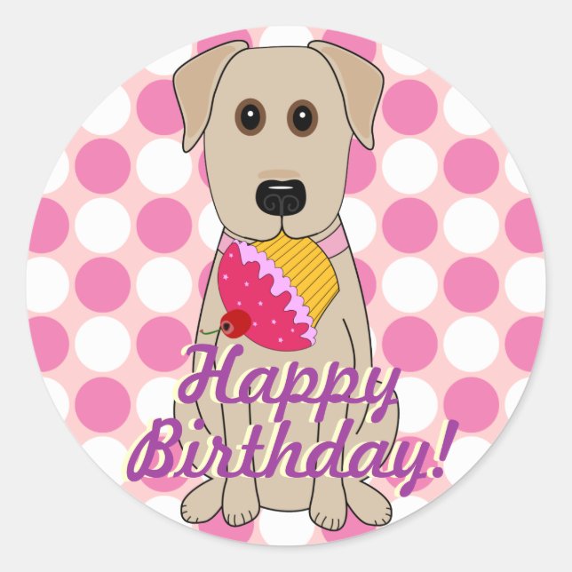 Happy Birthday Yellow Labrador Stickers (Front)