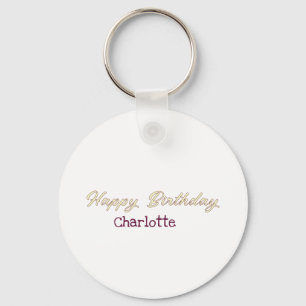 happy birthday yellow maron pastel modern trendy s keychain