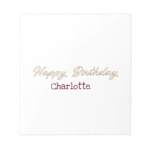 happy birthday yellow maron pastel modern trendy s notepad