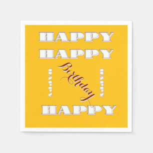 HAPPY Birthday  Yellow   Napkin