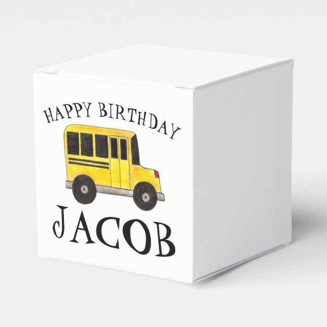Happy Birthday Yellow School Bus Teacher Education Favor Box (Front Side)