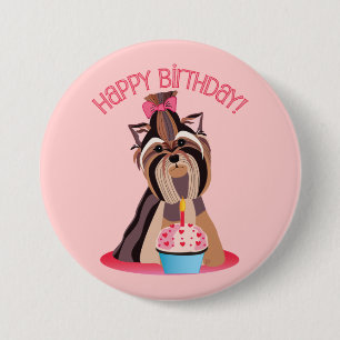 Happy Birthday Yorkie 3 Inch Round Button