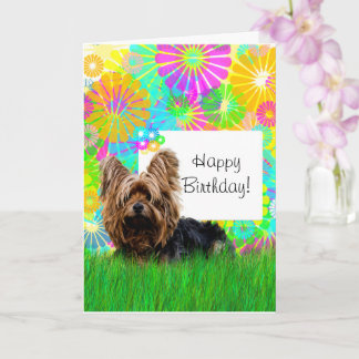 Happy Birthday Yorkie Dog Card