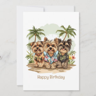Happy Birthday Yorkie Dogs Hawaiian Shirts Card