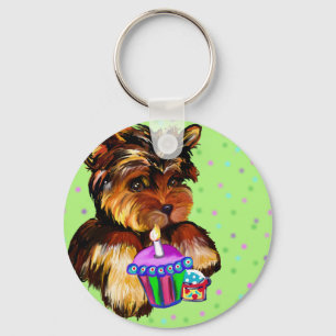 HAPPY BIRTHDAY YORKIE POO KEYCHAIN