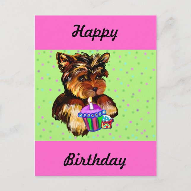 HAPPY BIRTHDAY YORKIE POO POSTCARD (Front)