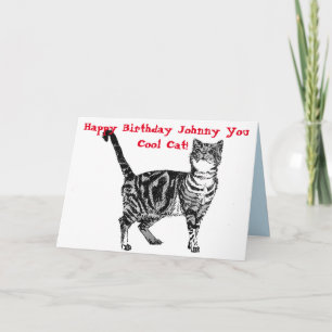 Happy Birthday You Cool Tabby Cat Birthday Mens Card