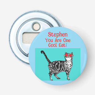Happy Birthday You Cool Tabby Cat Mens Husband Bottle Opener