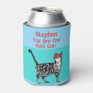Happy Birthday You Cool Tabby Cat Mens Husband Can Cooler