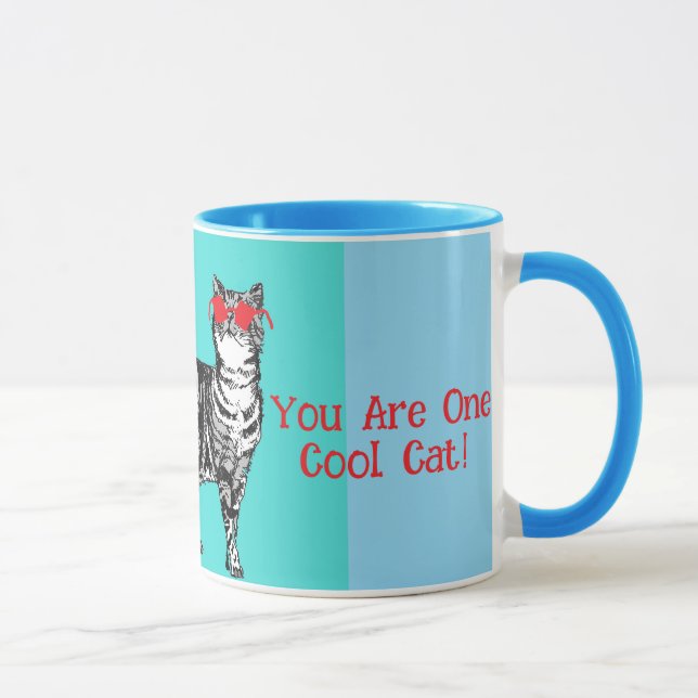 Happy Birthday You Cool Tabby Cat Mens Husband Mug (Right)